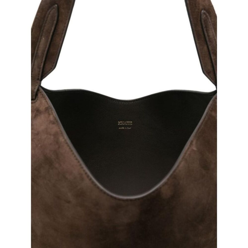 KHAITE Structured Leather Top-Handle Handbag with Signature Clasp Women MARRONE - Picture 3 of 5